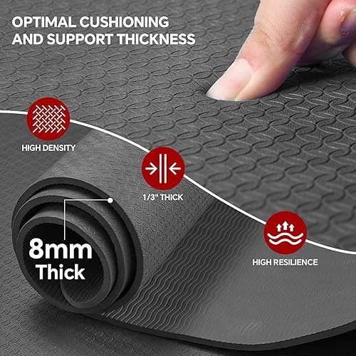 Miniatura 4 de Esterilla de yoga extragrande de 6 x 3 pies y 6 x 4 pies (13 pulgadas y 14 pulgadas de grosor), antideslizante, ultra duradera, amplia alfombrilla