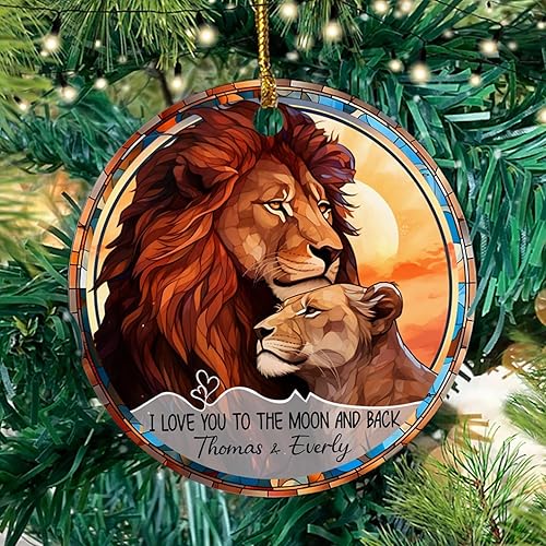 Miniatura 3 de Adorno personalizado para parejas, el señor y la señora león juntos, regalo para novio y novia, adorno de Navidad 2023 con texto personalizado con