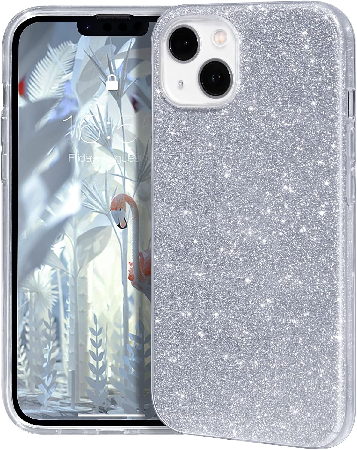 MATEPROX Compatible with iPhone 13 mini case,Bling Sparkle Cute Girls Women Protective Cases (Sliver)