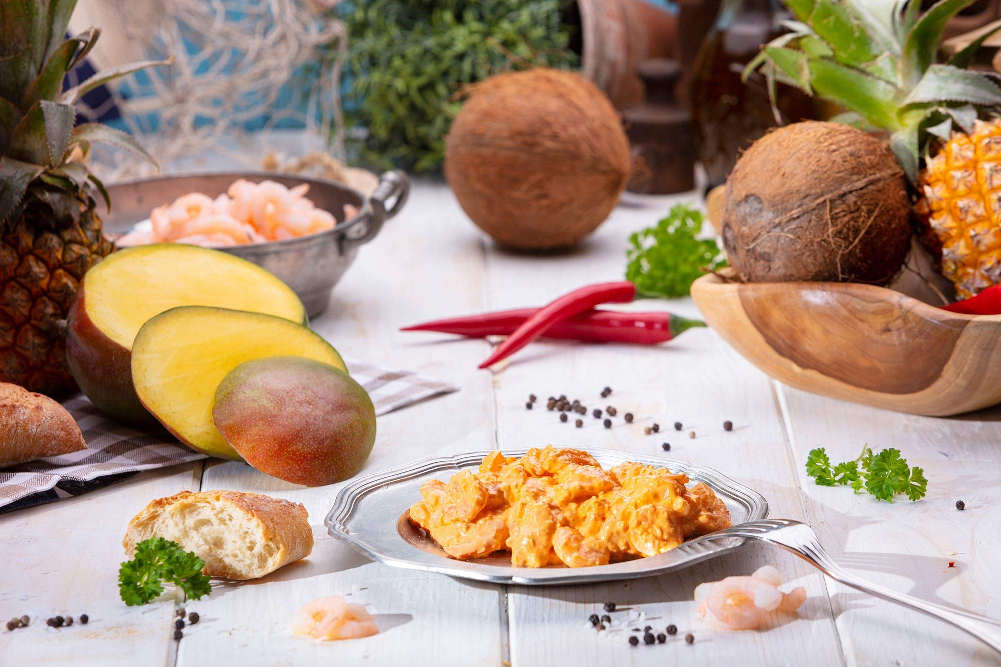 Klaassen Garnelensalat Mango-Cocos, in Handarbeit hergestellt, fruchtig süße Mango mit tropischen Kokosflocken, 500g