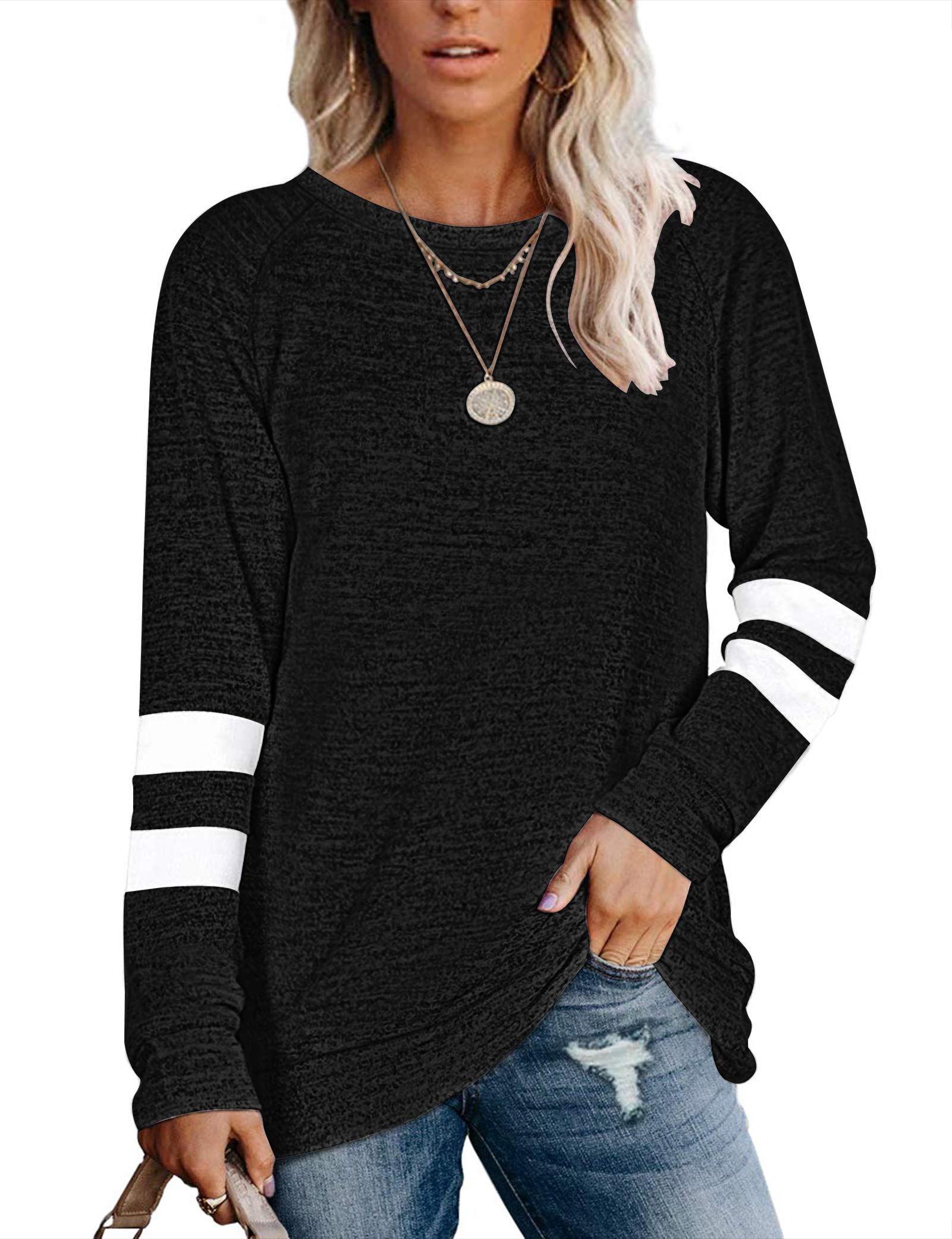 MOLERANI T-Shirts décontractés à Manches Longues et col Rond pour Femmes Blouses Sweat-Shirts Tuniques