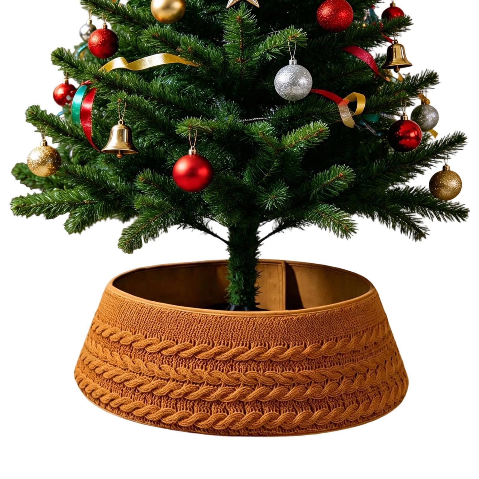Copribase per Albero di Natale Drappo Rotondo in Maglia da Decorazione