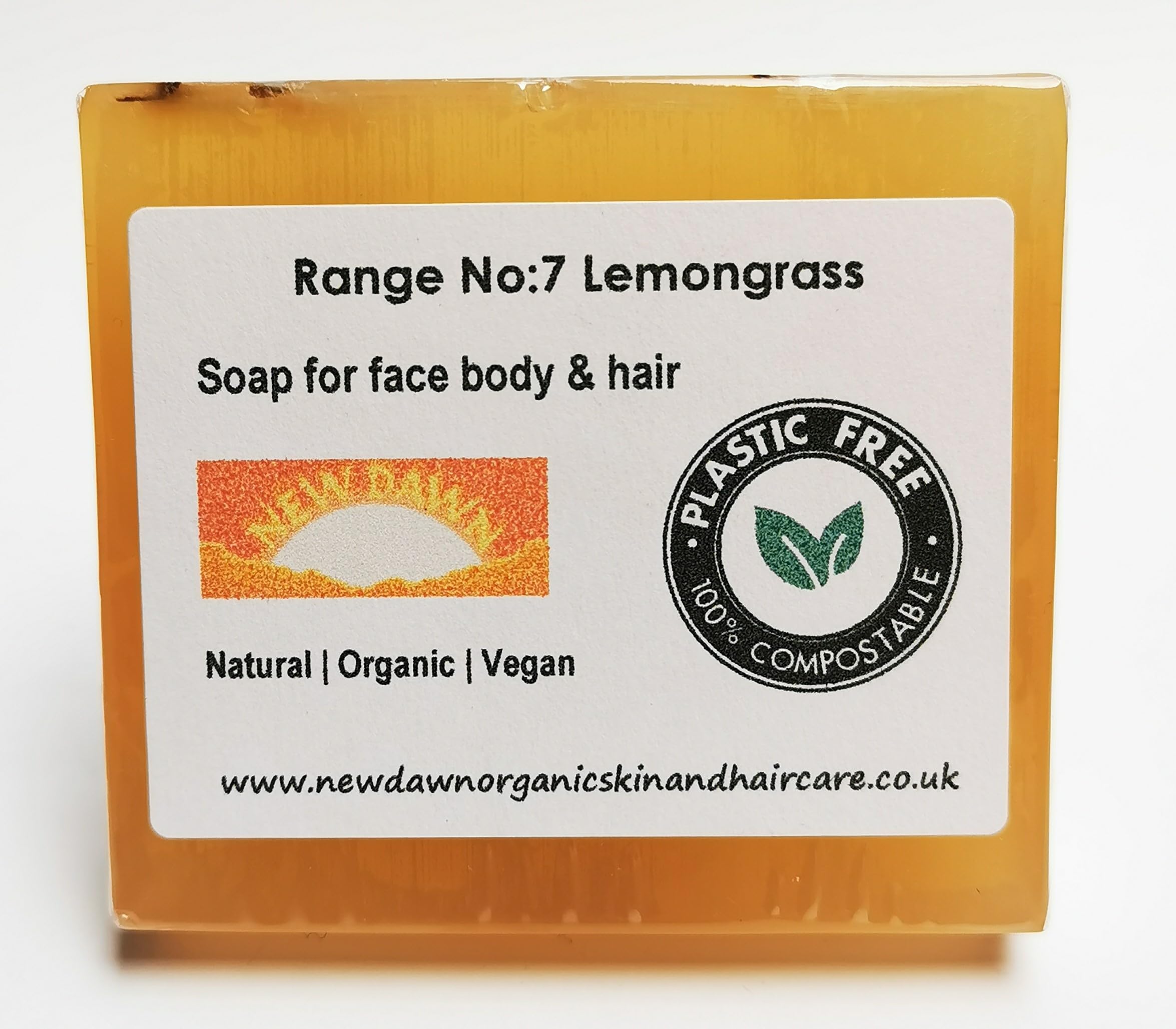 Handmade Natural Lemongrass Soap Bar - Range No.7 - Rosacea/Thread and Spider Veins Calming, Acne/Large Open Pore Relief - 75g