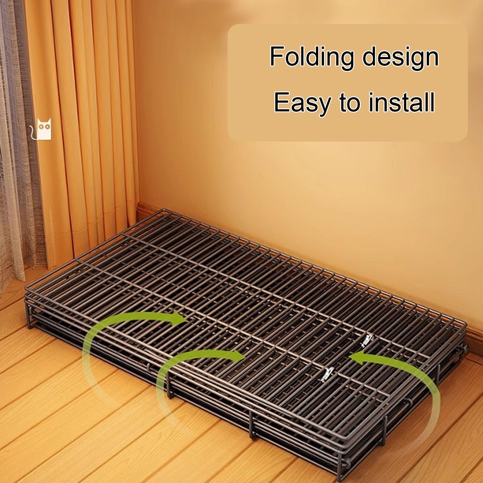Cage pour Chat Interieur Enclos Chat Exterieur Grande Taille Pliable Grille Métallique Robuste avec Plateau Facile À Assembler Peut Accueillir 1 À 2 Chats Chinchillas(White,Medium)