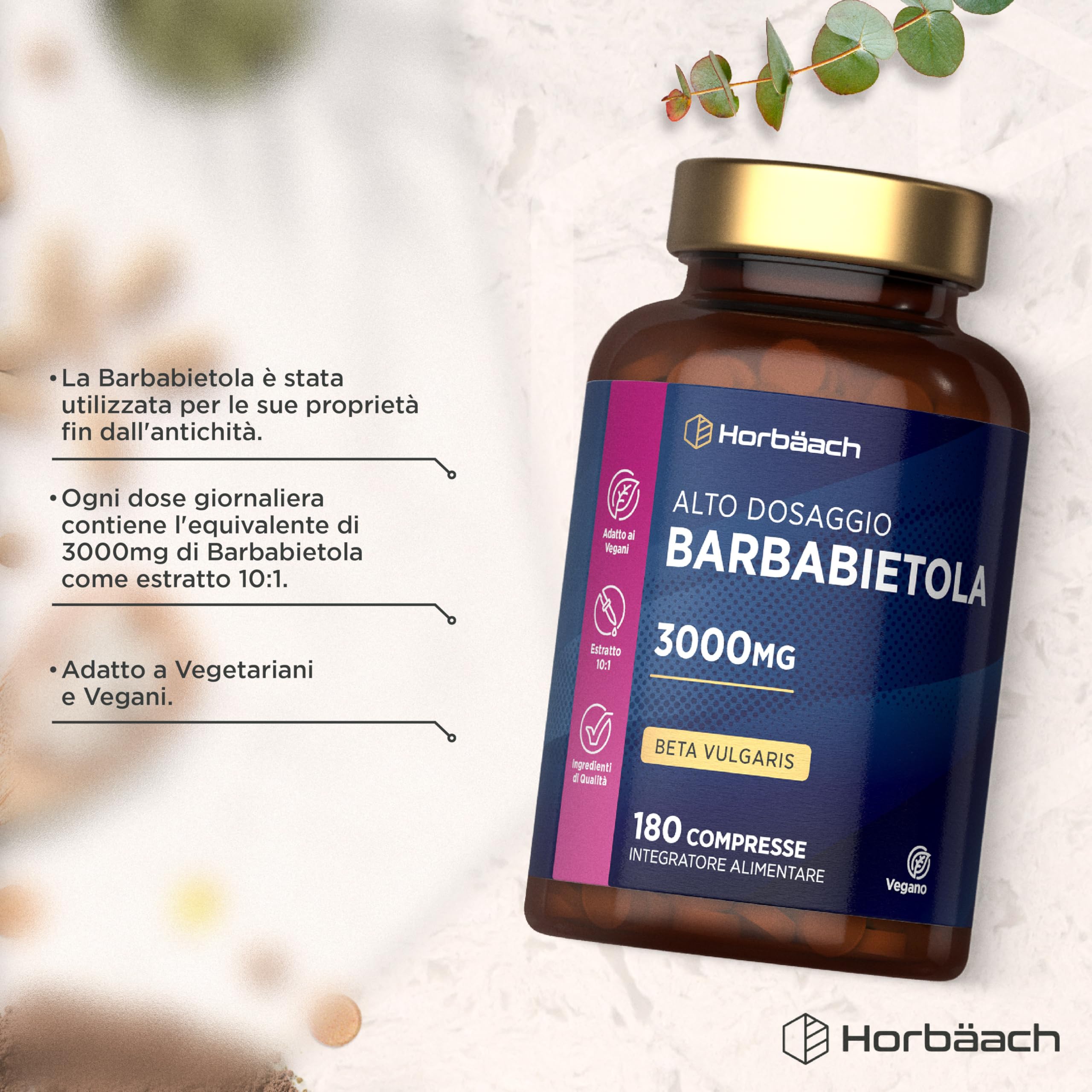 Barbabietola Rossa Compresse 3000mg | Beetroot Supplement | Booster Superfood di Ossido Nitrico | 180 Compresse Vegane | Horbaach