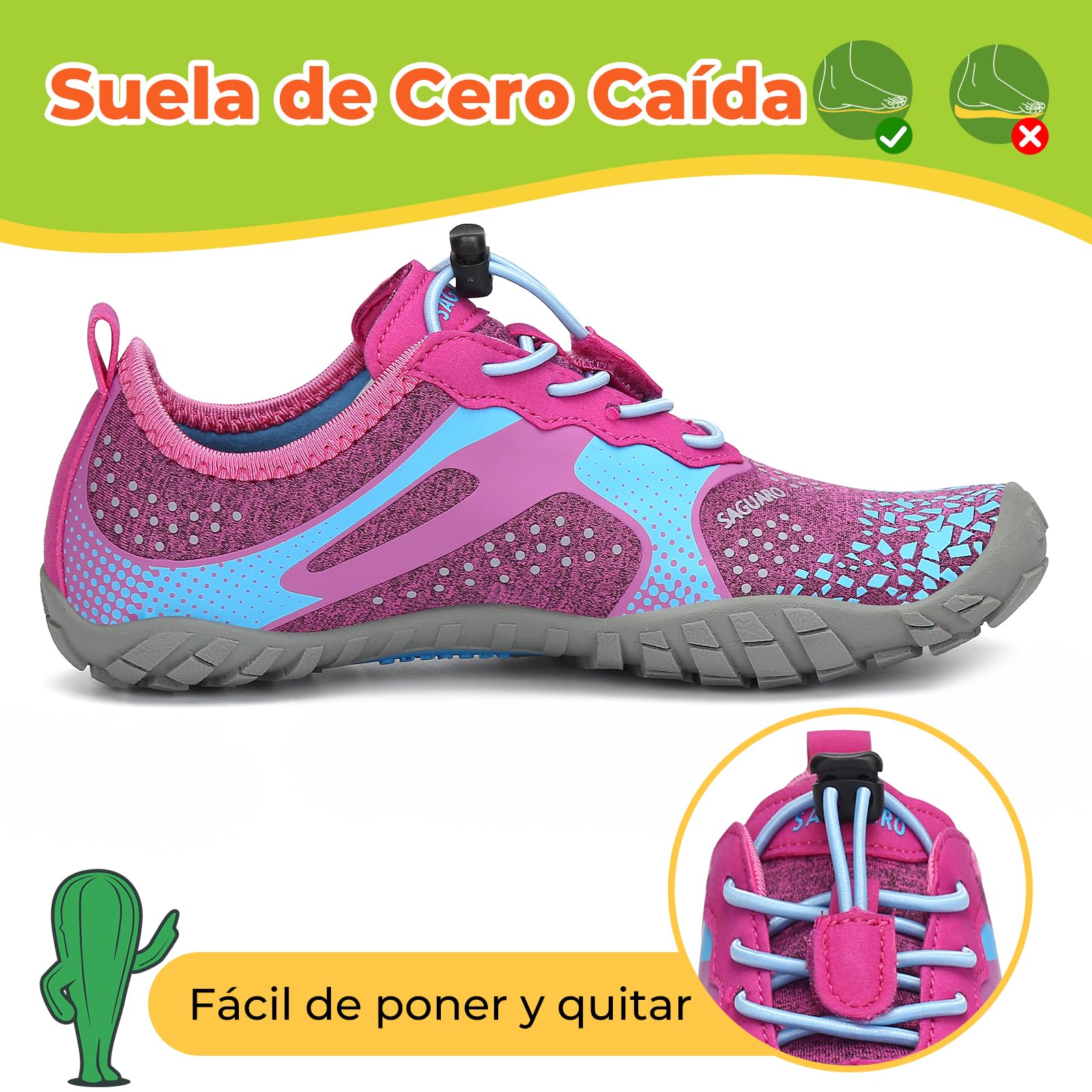 SAGUARO Barefoot Zapatillas Minimalista Comodas Zapatillas de Trail Running per Niños Niñas, Gr.24-36 — view 4