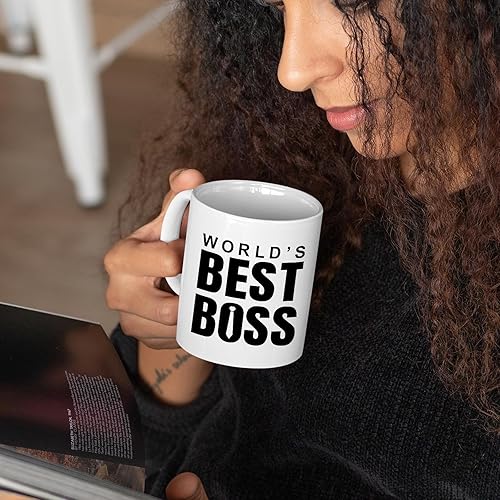 Miniatura 4 de World's Best Boss - Taza de café de cerámica blanca de 11 onzas