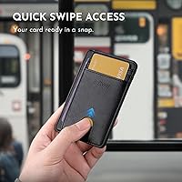 Vista 88 de Buffway - Billetera delgada minimalista de cuero con protección RFID para hombre y mujer Café Lichee