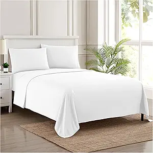 Split King Sheets - Breathable Luxury Sheets with Full Elastic & Secure Corner Straps Built In - 1800 Supreme Collection Extra Soft Deep Pocket Bedding Set, Sheet Set, Split King Size, White