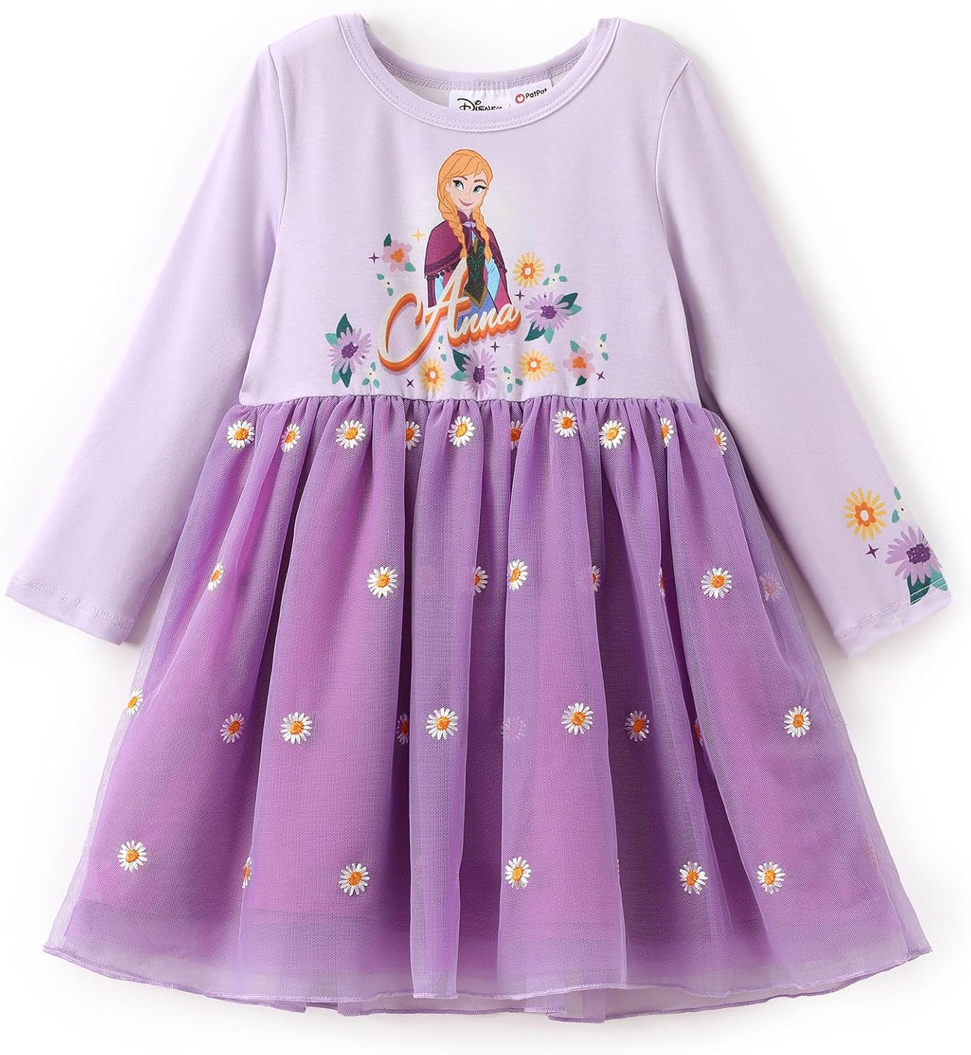 anna fall dress Posh Peanut Toddler Girl's Disney Frozen Anna Twirl Dress in Blue, 2 Toddler, Viscose from Bamboo main image 0