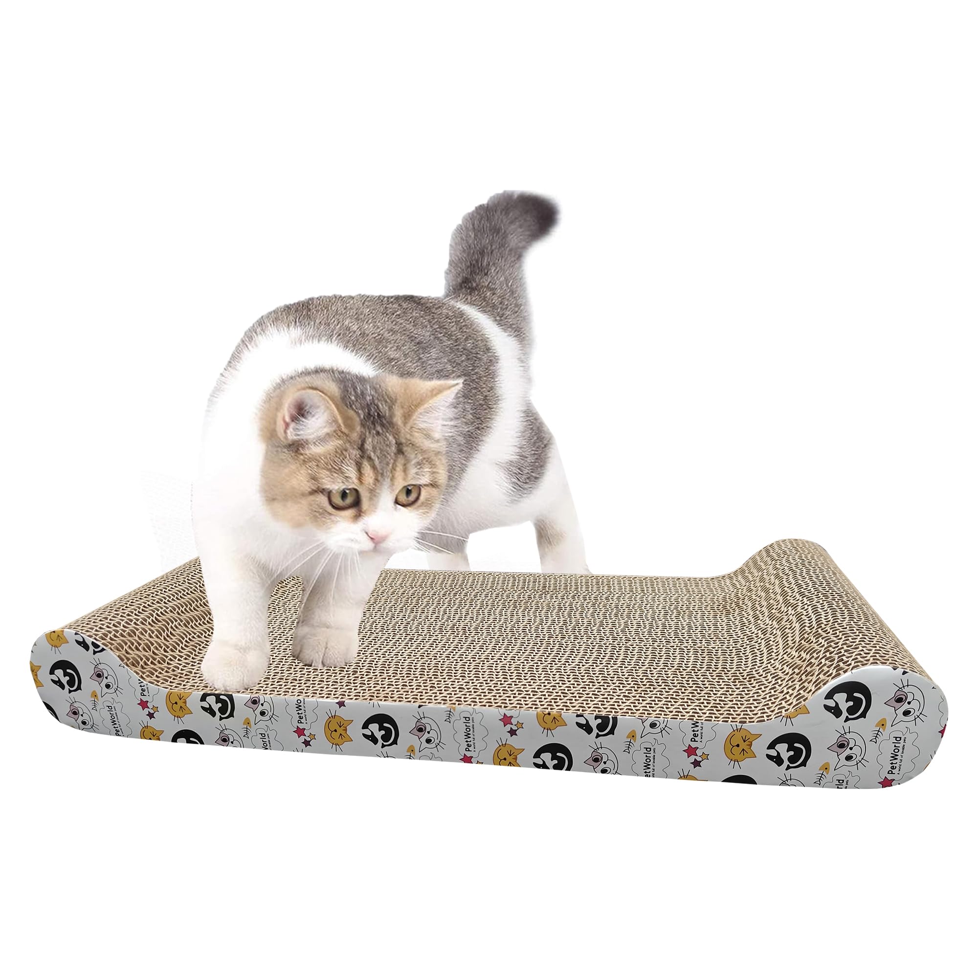 PET WRLD Wide Shallow Cat Scratcher (Large) | Extra-Wide Flat Cardboard Scratch Pad for Cats | Horizontal Lounger | Durable & Eco-Friendly-image-30