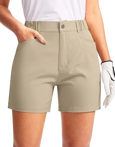 SANTINY Pantalones cortos de golf para mujer con bolsillos, ligeros, de secado rápido, para senderismo, uso casual, verano