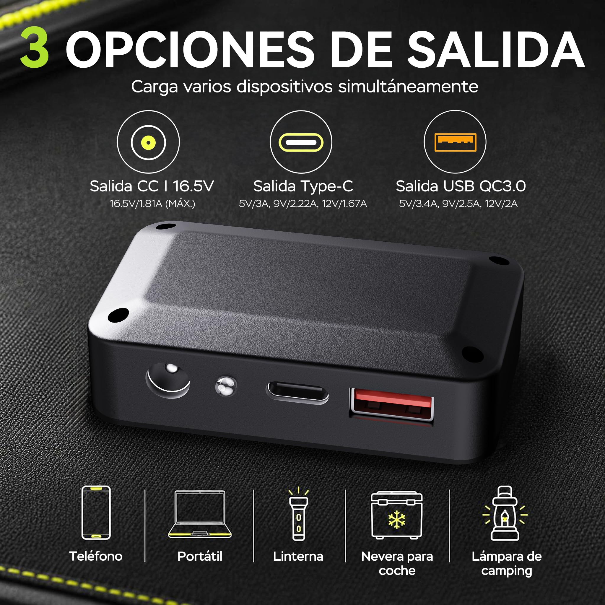 MARBERO Panel Solar Plegable 30W 16.5V, Cargador Solar Compacto y Ligero con Salida QC3.0 USB, Type-C y DC – Ideal para Smartphone, Tablet, Powerbank, Camping, Senderismo y Actividades al Aire Libre