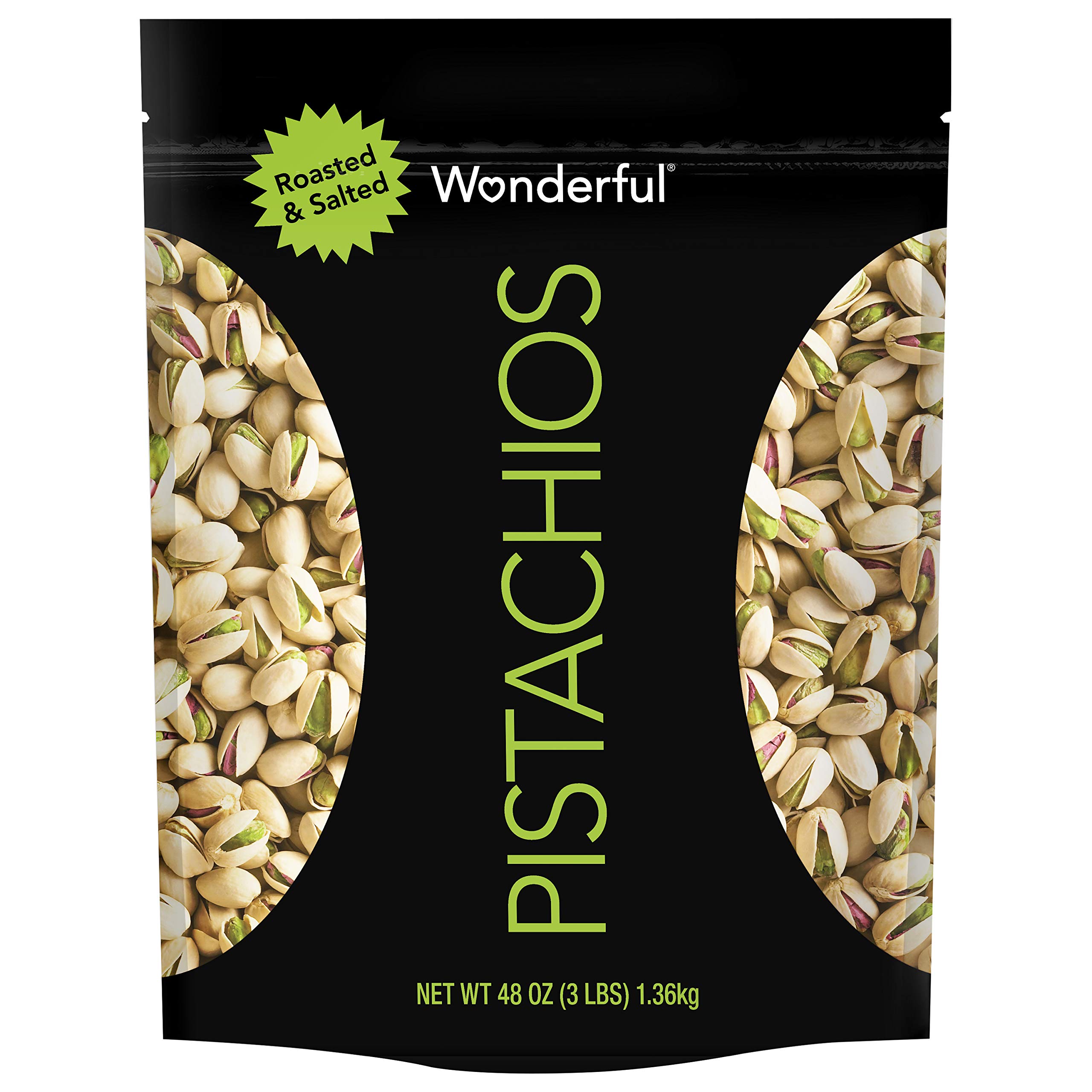Photo 1 of *6/23/2024* Wonderful Pistachios Resealable Bag, Roasted & Salted Nuts, 48 Oz Roasted & Salted 3 Pound (Pack of 1)