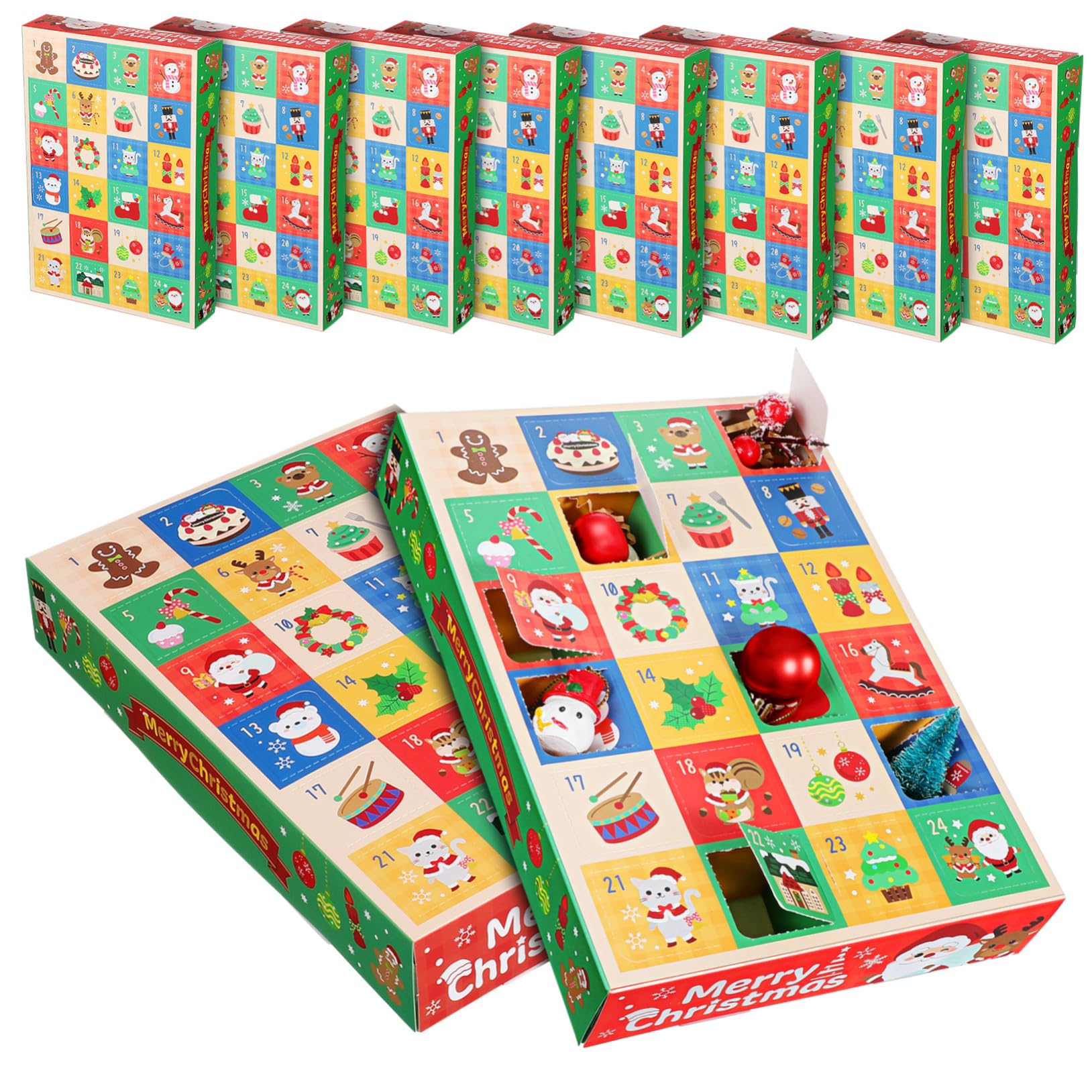 Zerodeko 10 Piezas Caja de Obsequio Navideña de Cajas de Dulces para Fiesta de Regresiva Vacías para Calendario de Adviento de Navidad