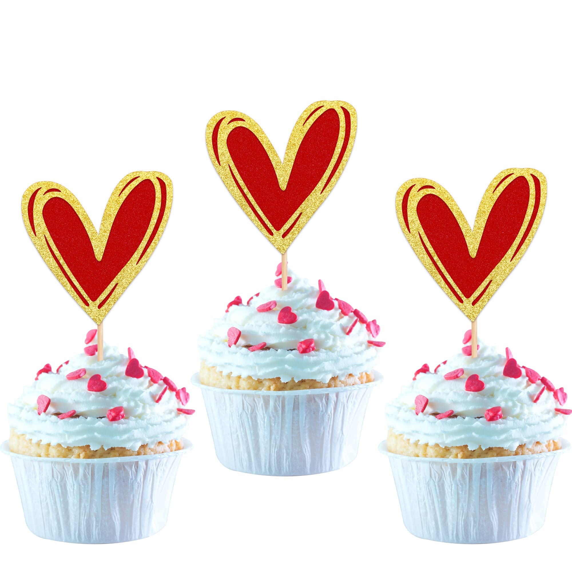 24 Herzförmige Cupcake-Topper Aus Glitzerpapier – Süße Valentinstags-Deko Für Hochzeit & Geburtstag