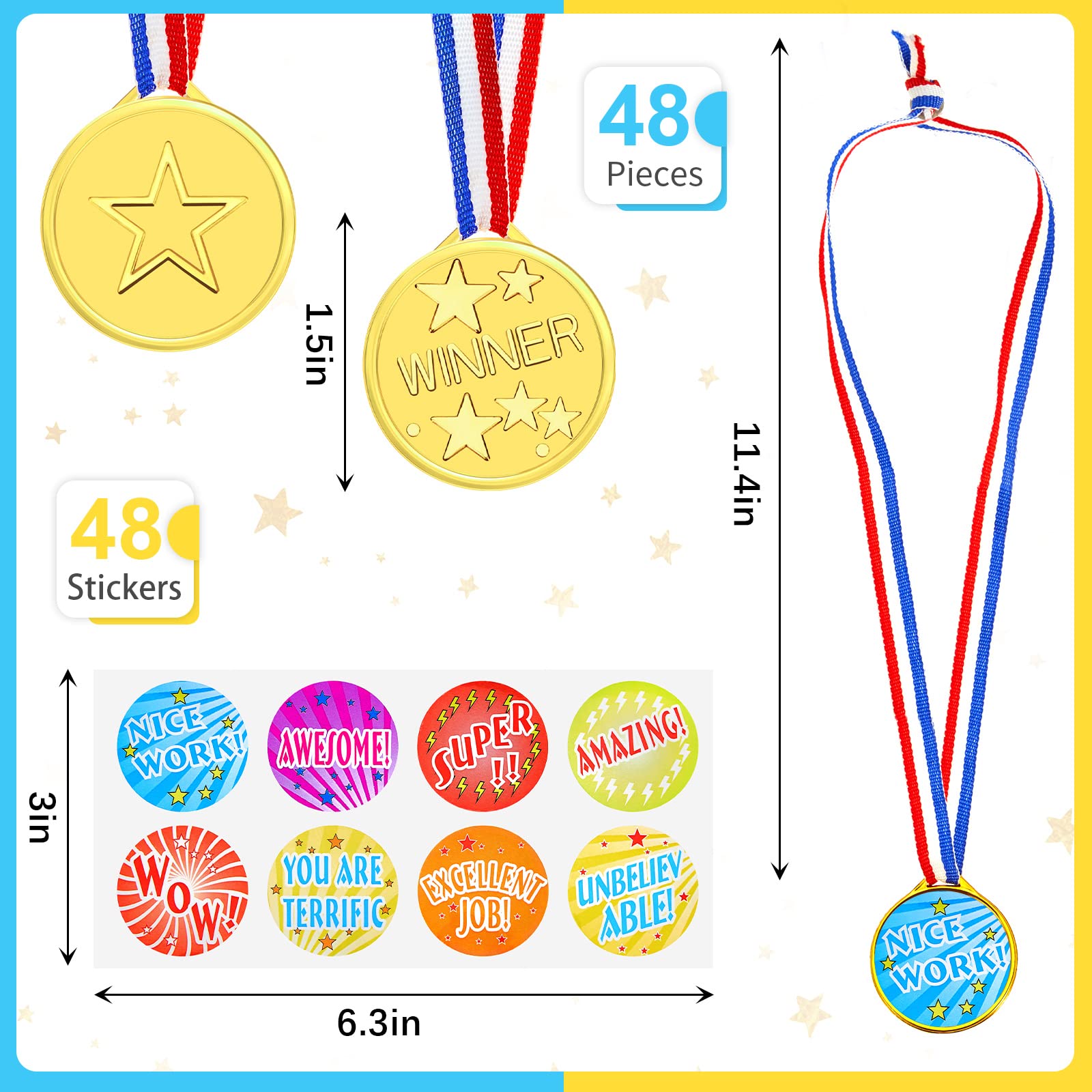 Award Medals Assortment Gold Kids Plastic Award Medals Winners Sports