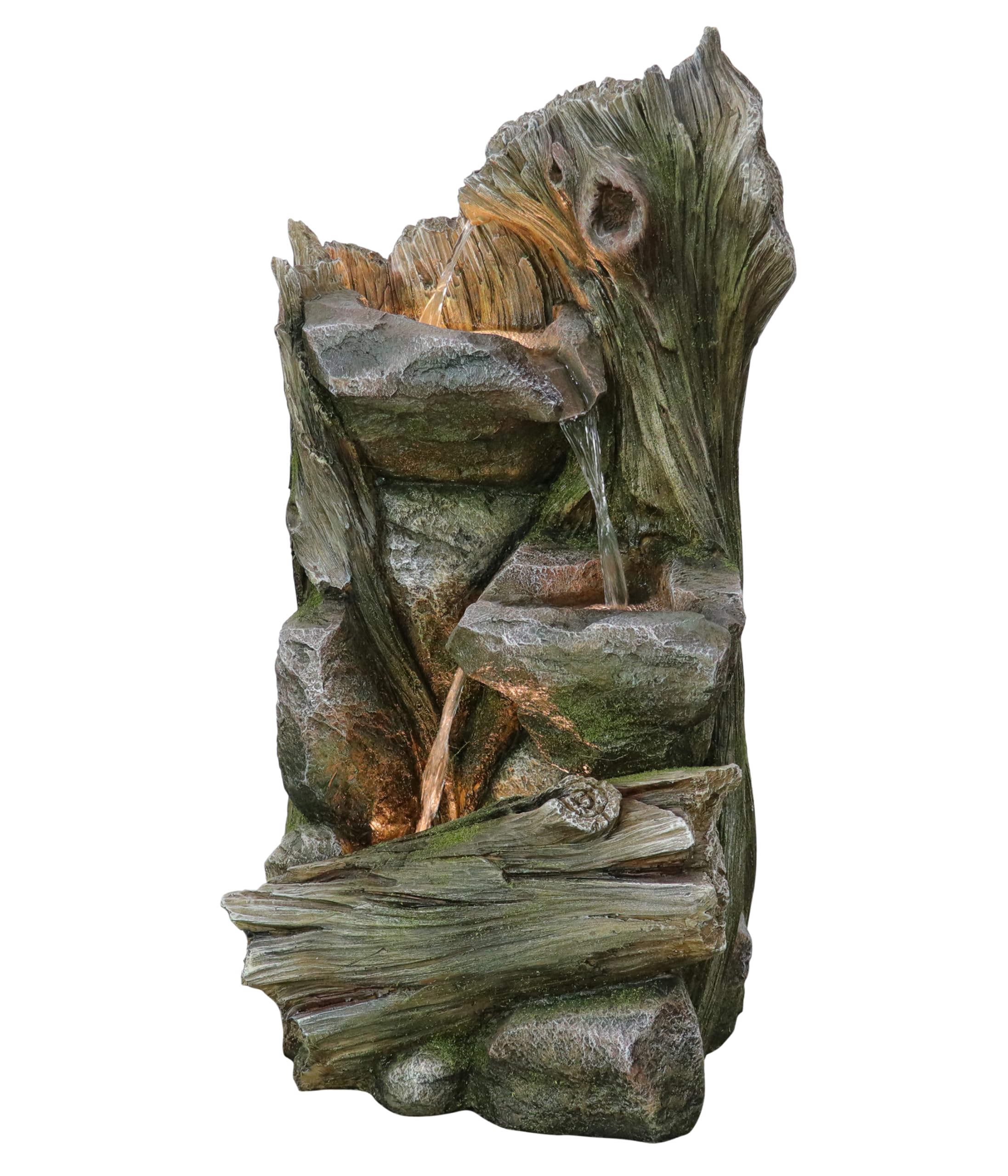 Dehner Gartenbrunnen Grano, Solarbrunnen frostbeständig, Brunnen für Außen, mit LED Beleuchtung, ca. 79.4 x 40.7 x 37.2 cm, Polyresin, grau