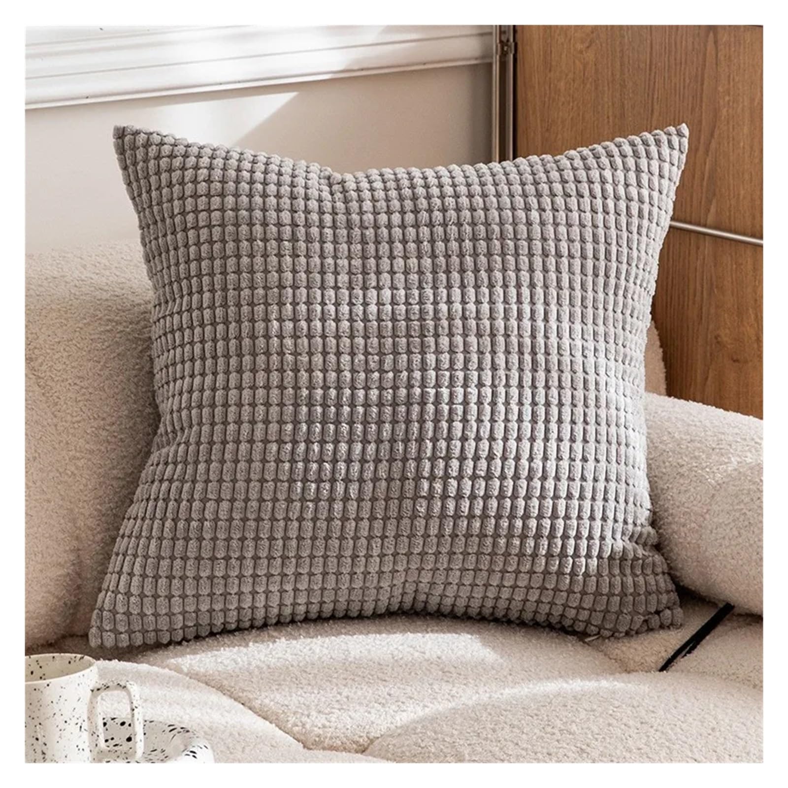 SHBHWS Plush Pillowcase 45/50/55/60/66cm Cushion Cover For Home Living Room Sofa Decoration For Living Room Sofa(LIGHT GREY,30X50cm)