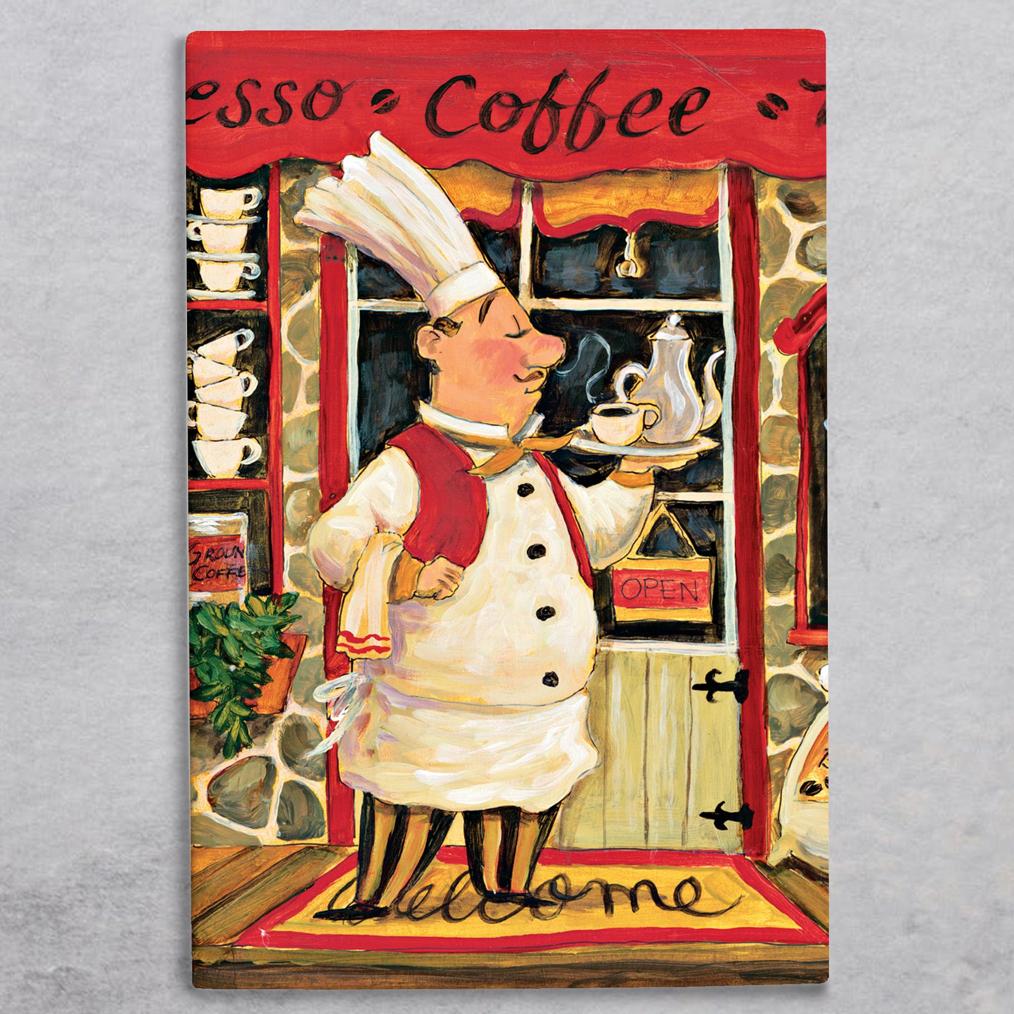 Global Designs Coffee Chef Ceramic Tile Picture Novelty Plaque Sign Wall Art By K Grant 30x20cm