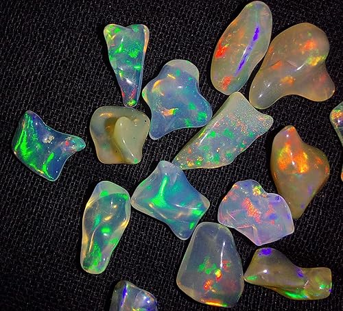 Miniatura 7 de 065 a 165 quilates lote de 16 unidades natural etíope arco iris ópalo blanco fuego sin cortar piedra preciosa certificada ideal para uso en joyas