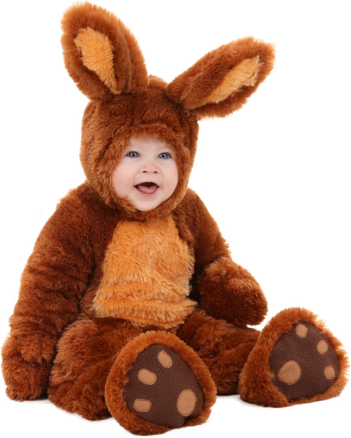 Fuzzy Infant Brown Bunny Costume with Hood, Mitts, and Shoe Covers - Adorable Bunny Suit for Little Hoppers