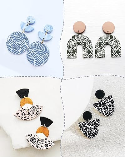 Miniatura 5 de Puocaon Pantalla de seda de arcilla botánica, 6 plantillas de pantalla de seda reutilizables para plantas para fabricación de joyas de arcilla