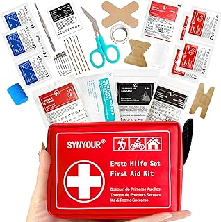 Mini Erste Hilfe Set, 80 Teile Reiseapotheke für Outdoor Reise Wandern Fahrrad Camping Zuhause Kinder Urlaub, Verbandstasche Klein