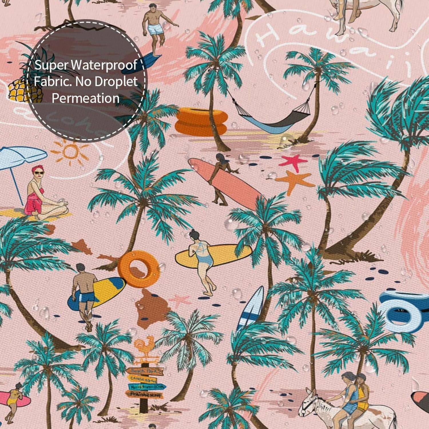 Surf Beach Palm Tree Shower Curtain Liner Fabric for Bathroom Water-Proof with 12 Hooks Quick-Drying Weighted Hem Durable and Washable Shower Curtains Set 60 X72 Inches