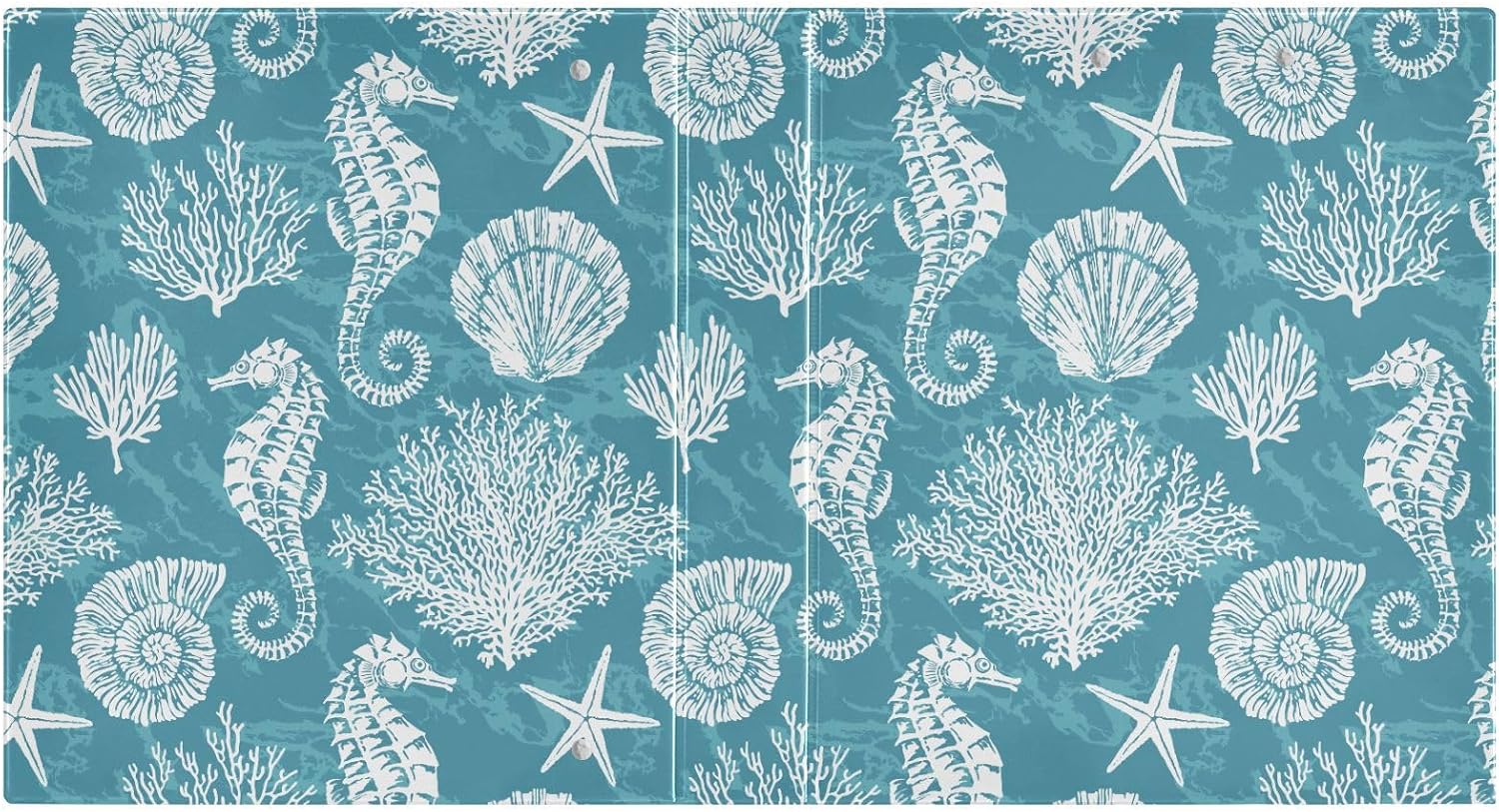Sea Shell Seahorse Coral 3 Ring Binder 1.5 Inch Binders with Clipboard Pockets for School 3 Hole Office Binder,1 Pack