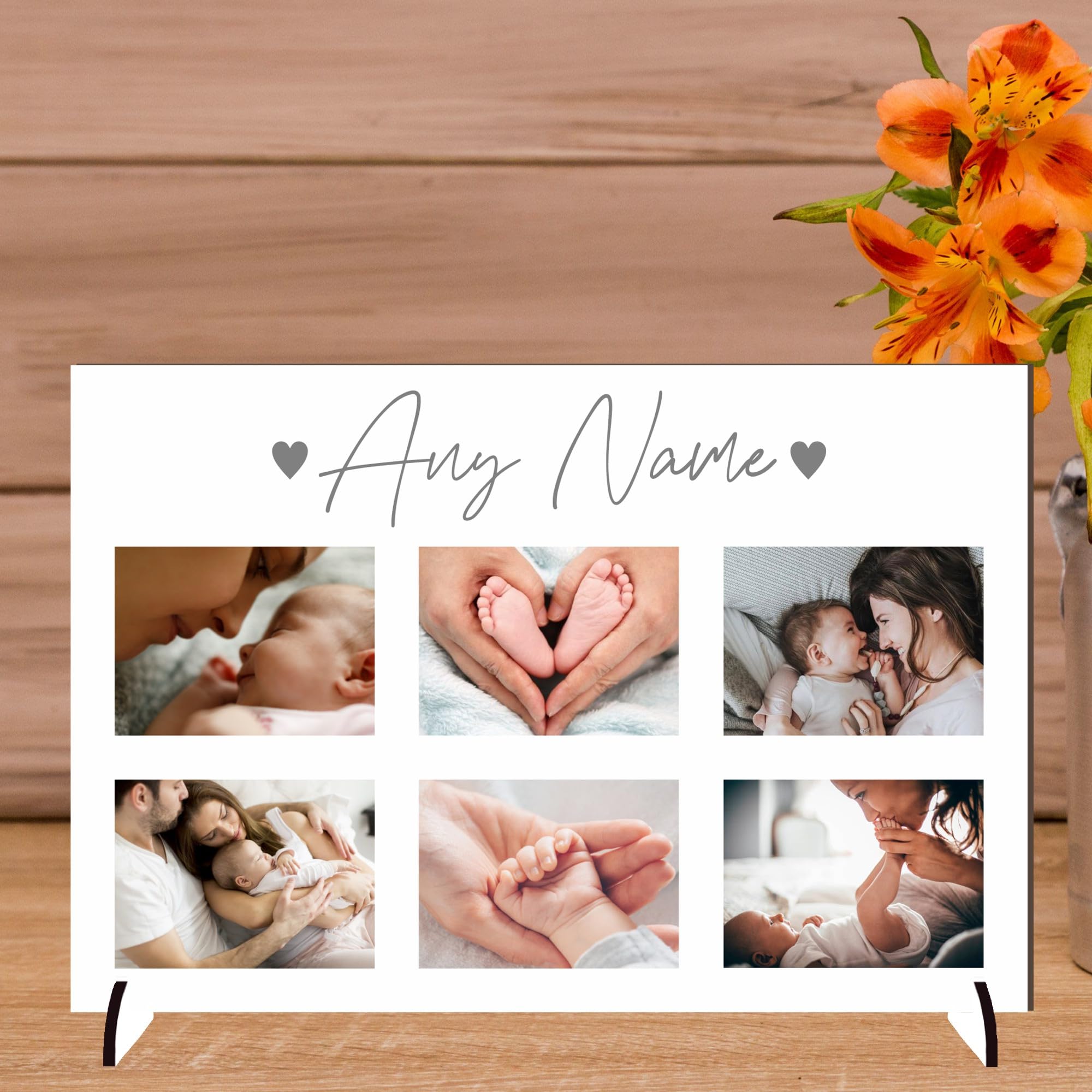 Personalised Photo Frame: Heartfelt Mothers Day Gift, Perfect for Mum, Nanny, or Nan - Baby Photo Collage Print, Gift Present For Christmas or Birthday (PERSONALISED NAME, Mdf Wood A4 30cm x 21cm)