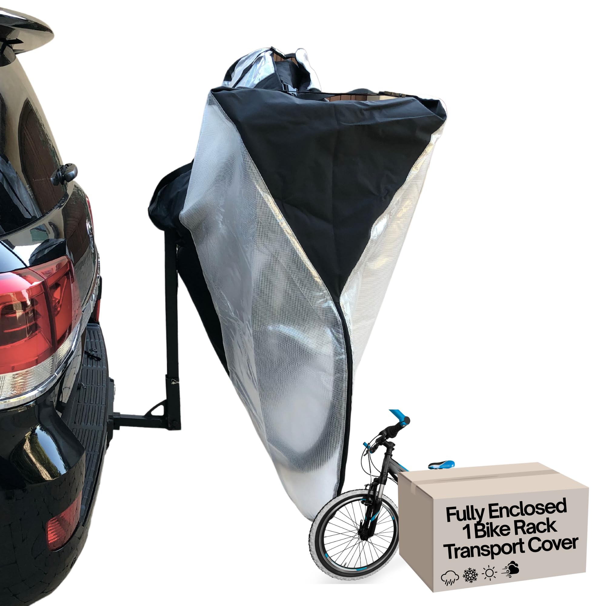 Formosa Covers Zippered Bike Rack Cover for Transport &amp; Travel, Hitch Mount