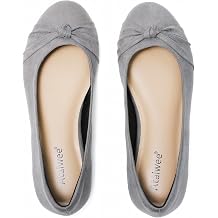 Ataiwee Womens Wide Width Flat Shoes Bow Round Toe Ballet Flats.