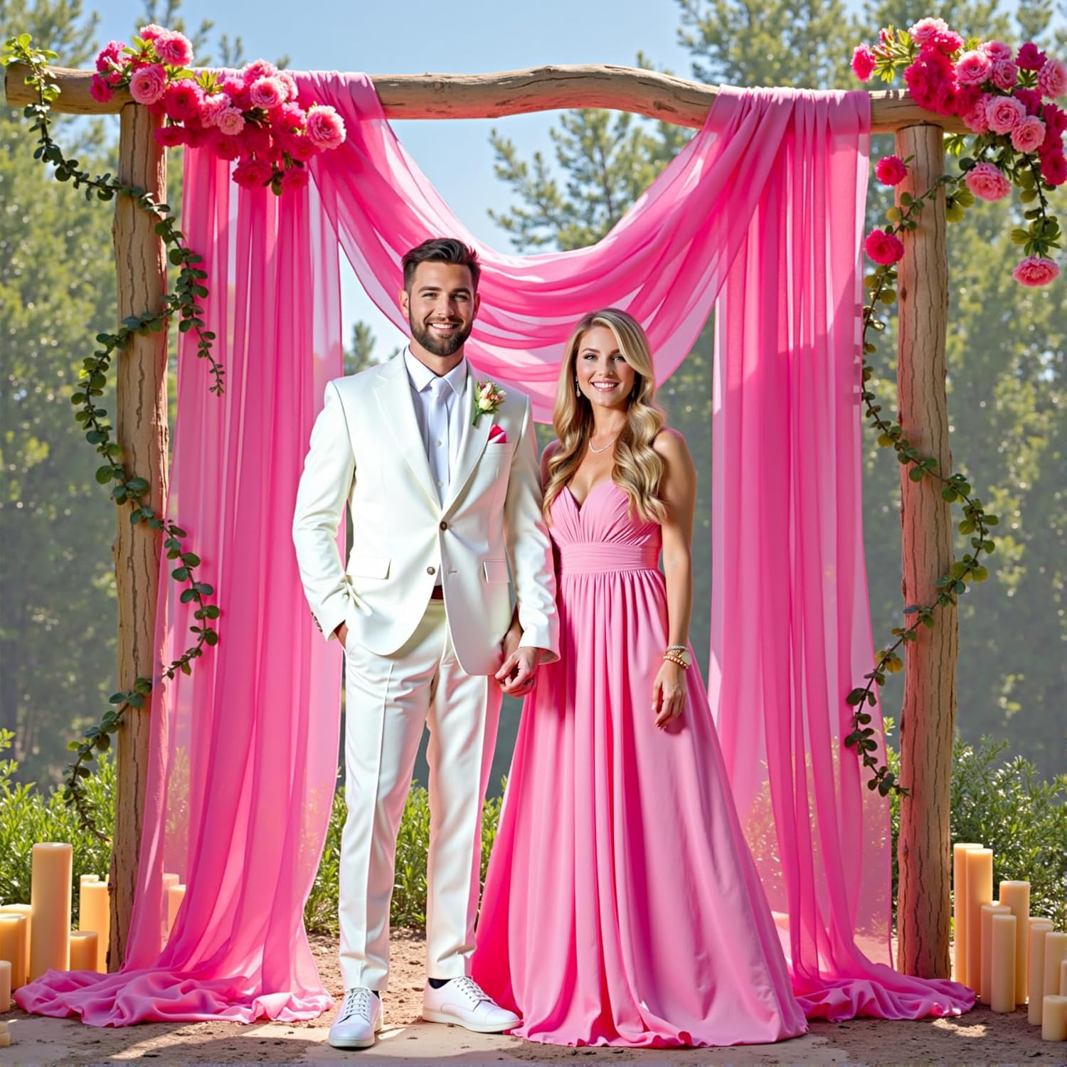 20M Chiffon Stoff Meterware & Tüll Stoff –160cm breiter Tischläufer Hochzeit und Hochzeitsbogen Deko für den Hochzeitsempfang, Party Reines Weiß