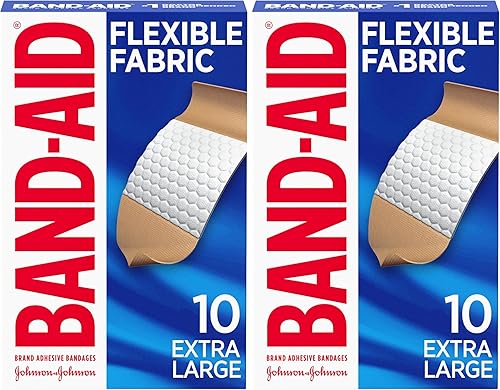 Johnson & Johnson Band-Aid - Vendajes adhesivos de tela flexible extra grandes, 10 unidades (paquete de 2)