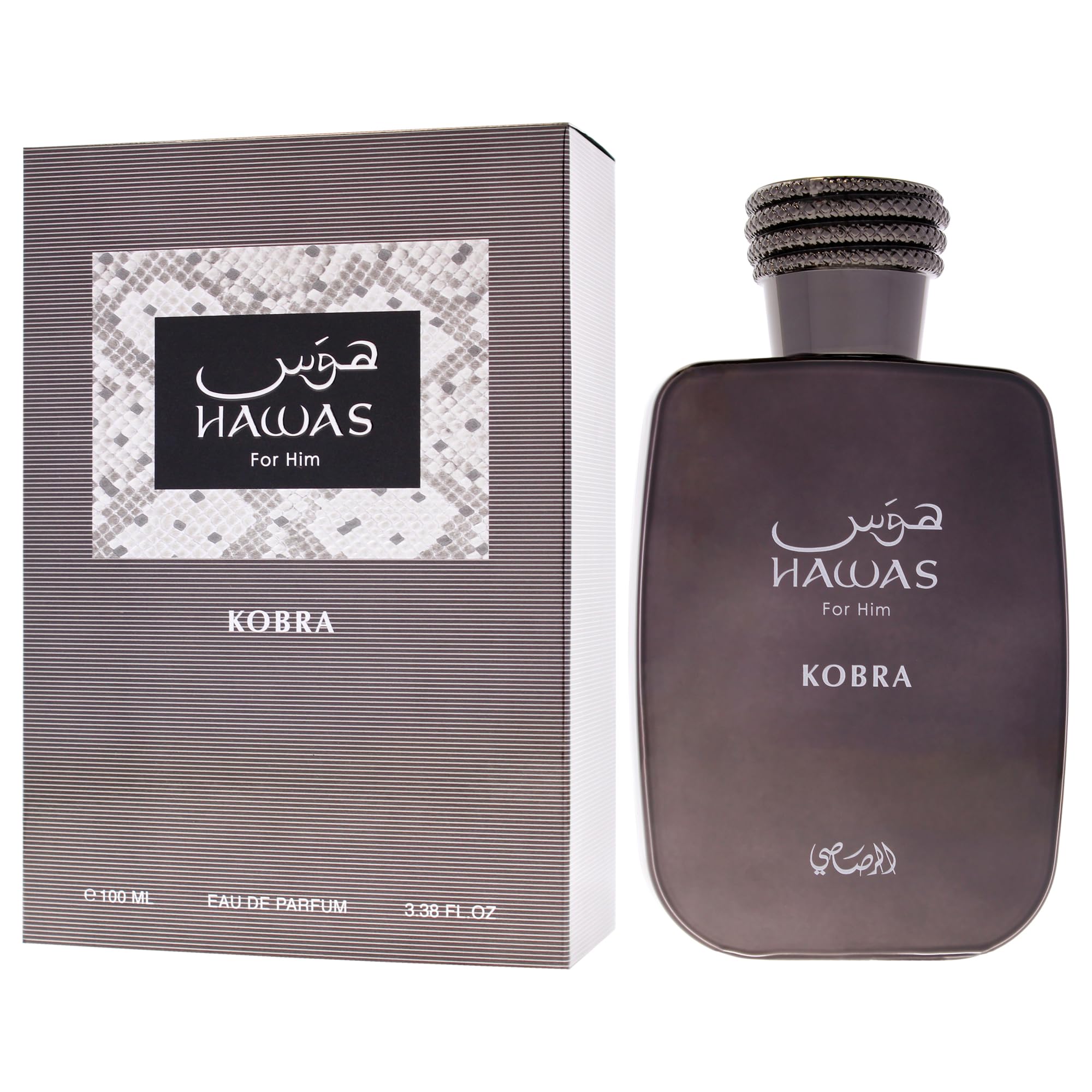 Rasasi Eau de parfum Hawas Kobra - Pour homme - 100 ml | Citrus, Spicy, Woody, Amber - Eau de parfum en flacon vaporisateur longue durée pour homme, 100 ml