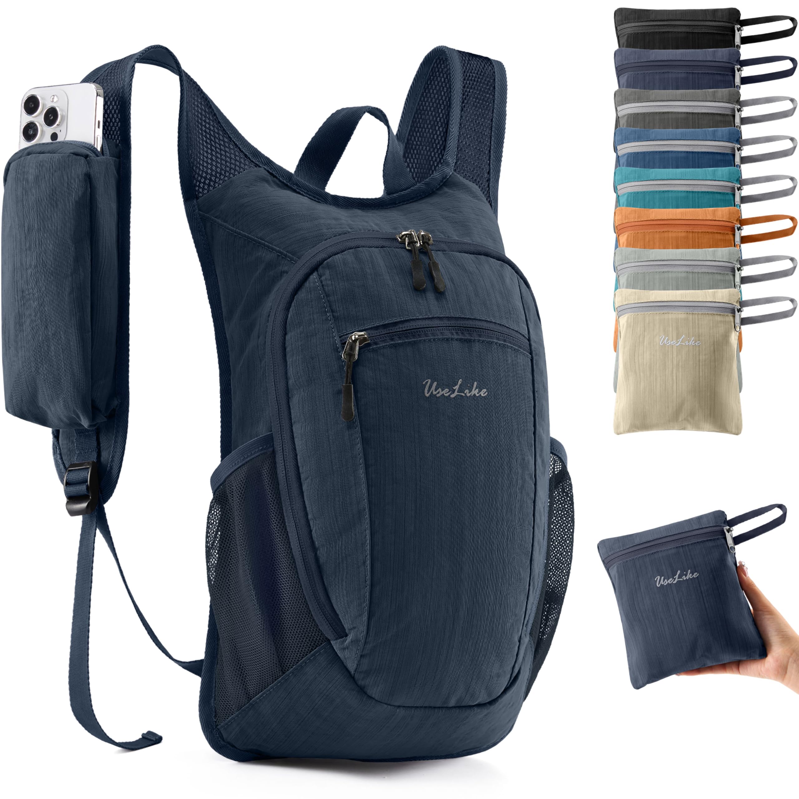 10L Small Hiking Backpack Travel Daypack Lightweight Packable Back Pack for Women Men(Dark Navy)