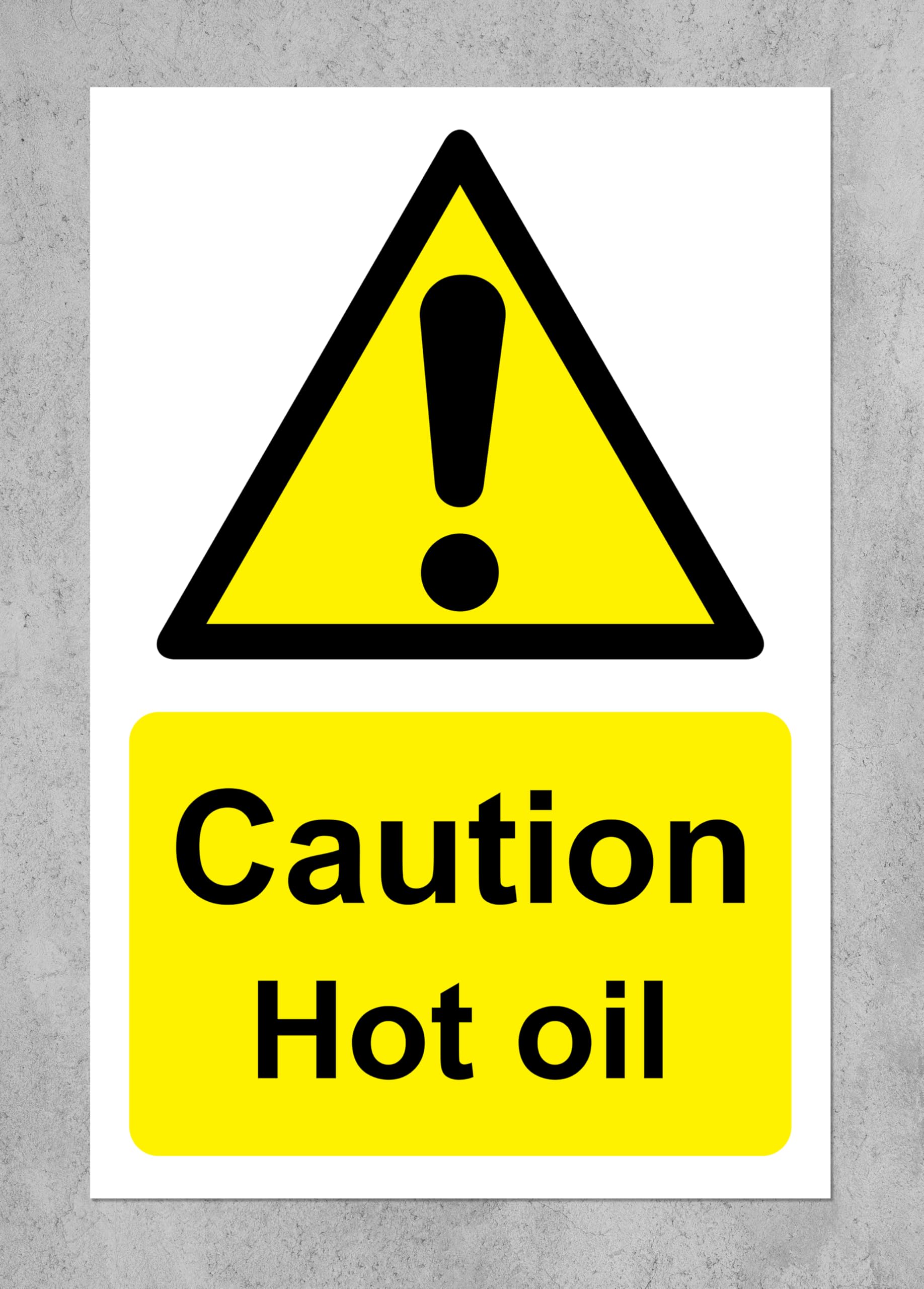 Caution hot Oil Safety Sign - Self Adhesive Sticker (400mm x 300mm)