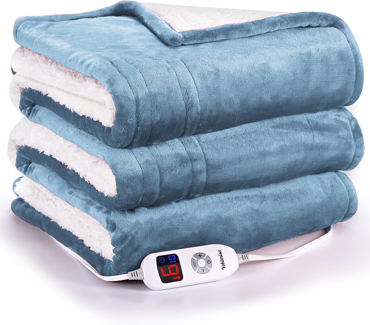 Electric Blanket Twin Size, Heated Blanket Flannel and Sherpa 62 x 84