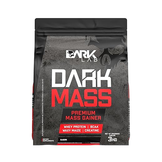 Hipercalórico Dark Mass Dark Lab, 3kg, Baunilha, Ganho de Massa
