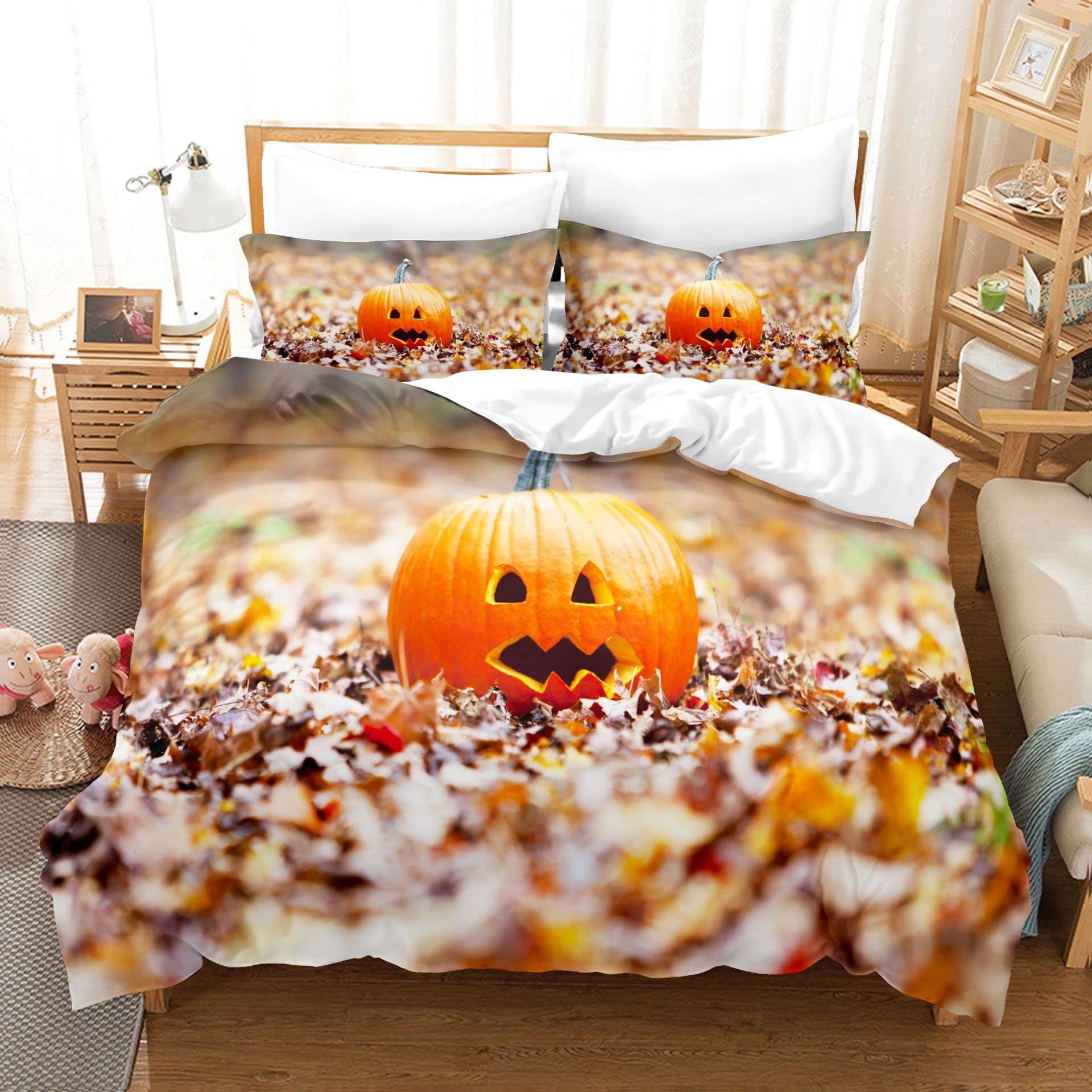 Housse de couette 240x260 Halloween citrouille grand lit microfiche