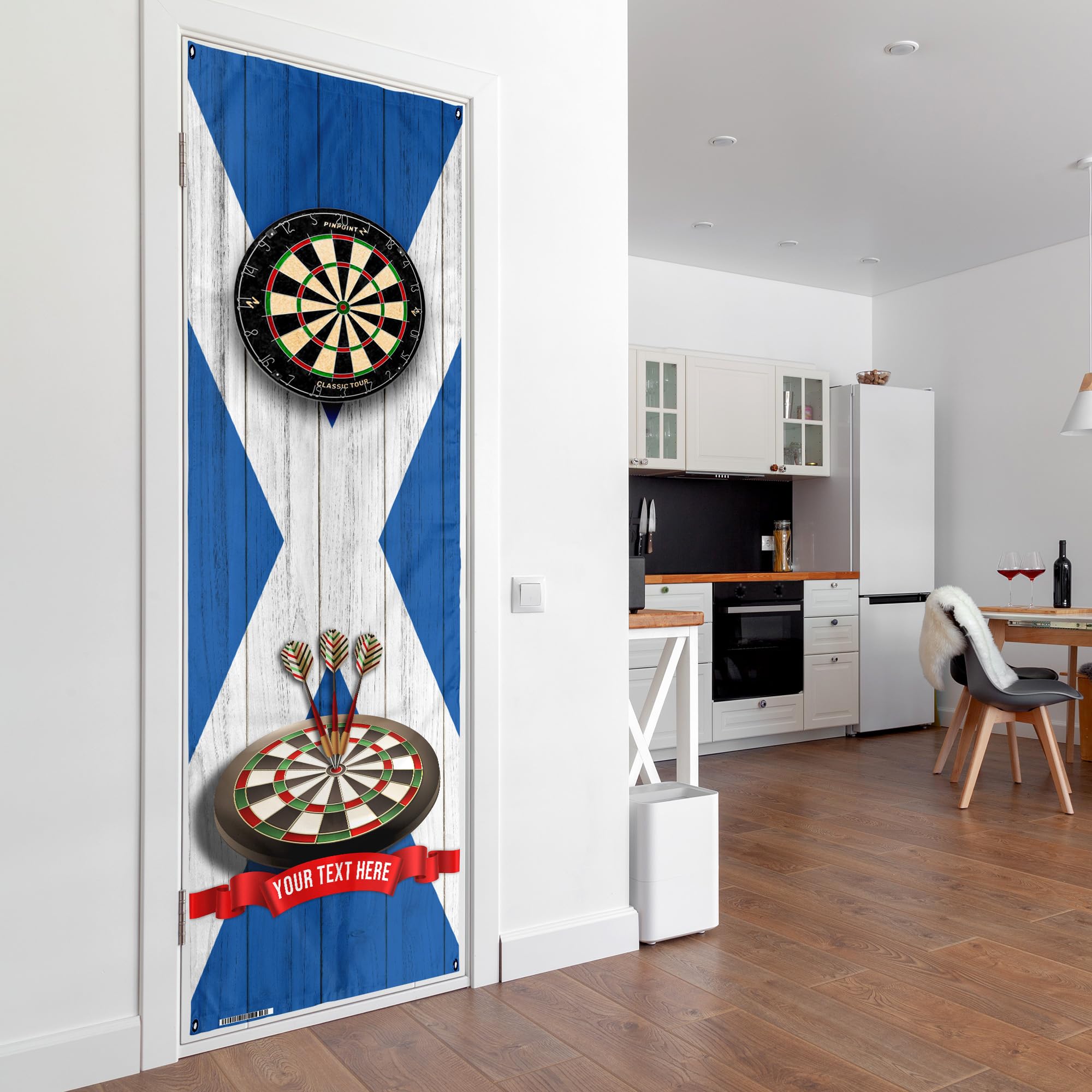 Scottish Saltire Flag Scotland Personalised Darts Wall/Door Banner - 193cm x 68cm