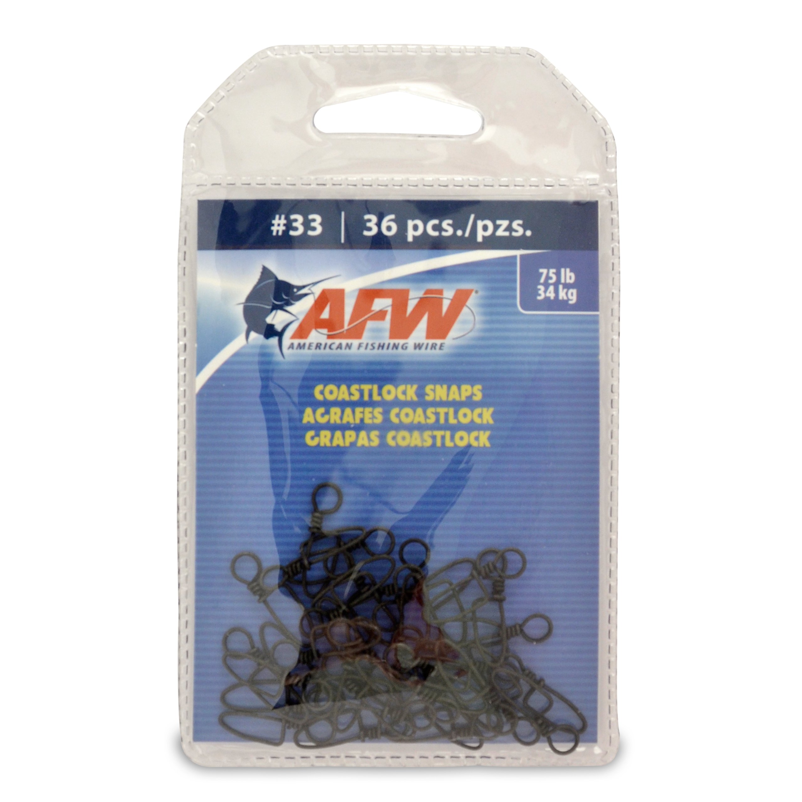 American Fishing Wire Brass Coastlock Snaps, Black Color, Size 33, 75 Pound Test, 36-Pieces โ image 1