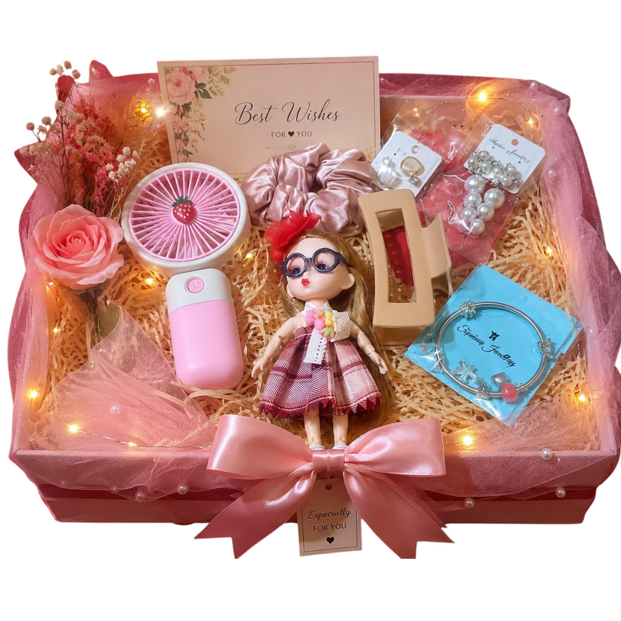 Hair Accessories Set, Hair Bow, Jewellery Set, Bow, Necklace Earrings Combo, Flower Hair Pins, Bracelet, Gift Box for Women & Girls, Premium Girls Gift Hamper, Random Designs as per Latest Trend 5-image-17