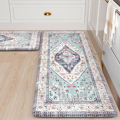 Miniatura 7 de Sungea Juego de 2 tapetes antifatiga para el suelo de la cocina, impermeables, antideslizantes, ergonómicos, acolchados, tapete de espuma cómoda