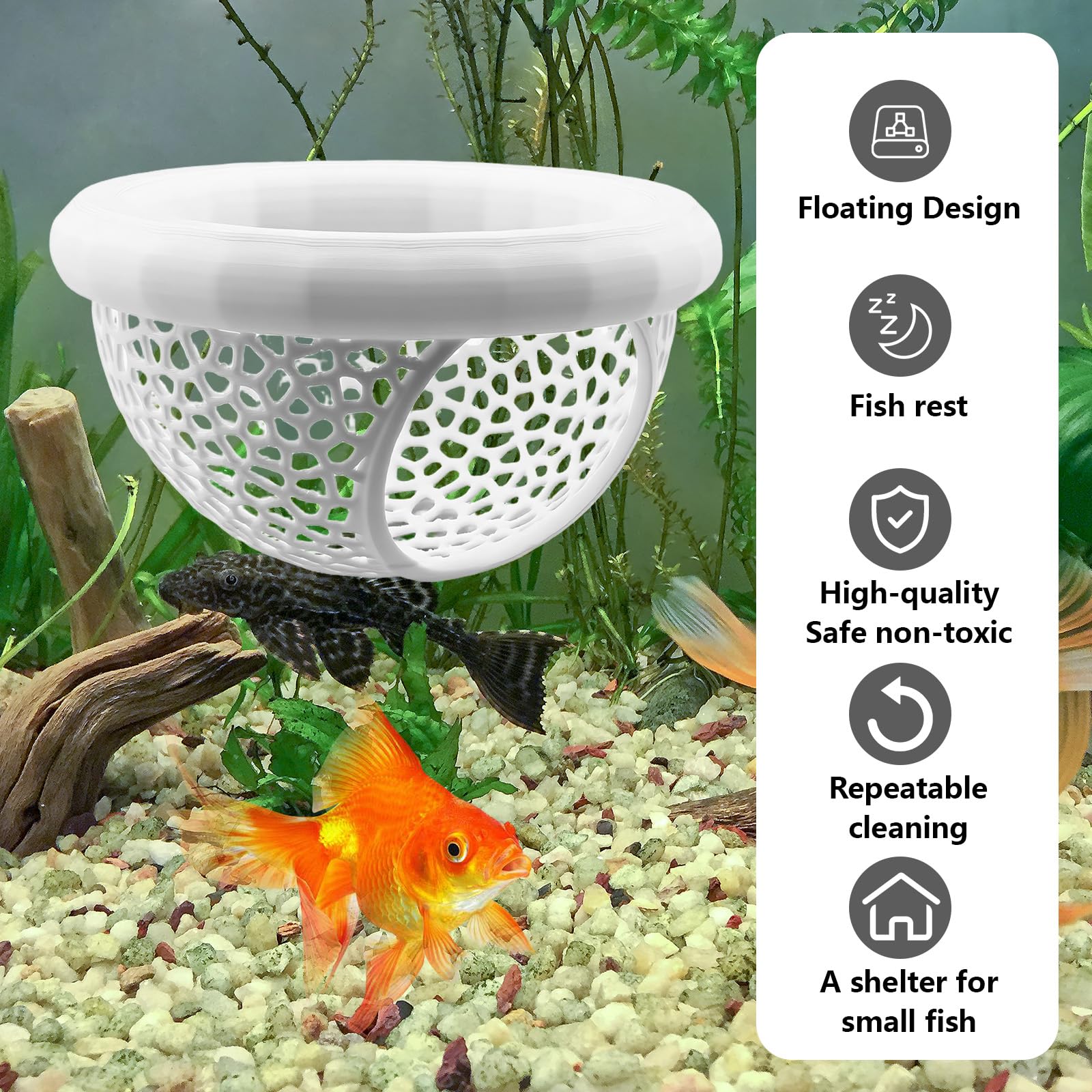Pieles flotantes de peces Betta para acuario, adecuadas para luchar contra peces, camarones y peces pequeños, hamaca multifuncional, accesorios decorativos para esconder acuarios (blanco)
