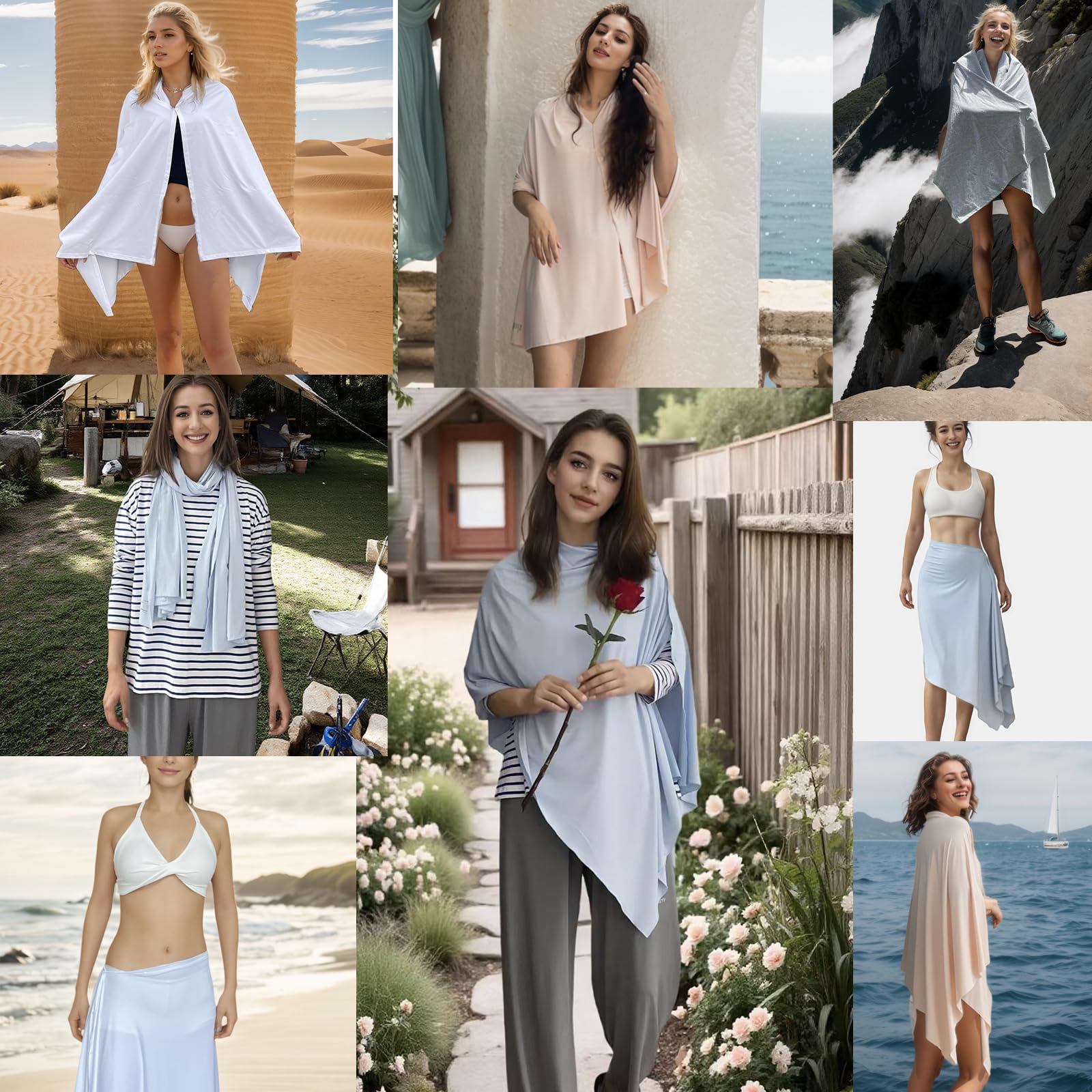 Sonnenschal für Damen, LSF 50+, wandelbar, Strandschal mit Druckknöpfen, UV-Schutz, Sommerabdeckung für Outdoor-Reisen