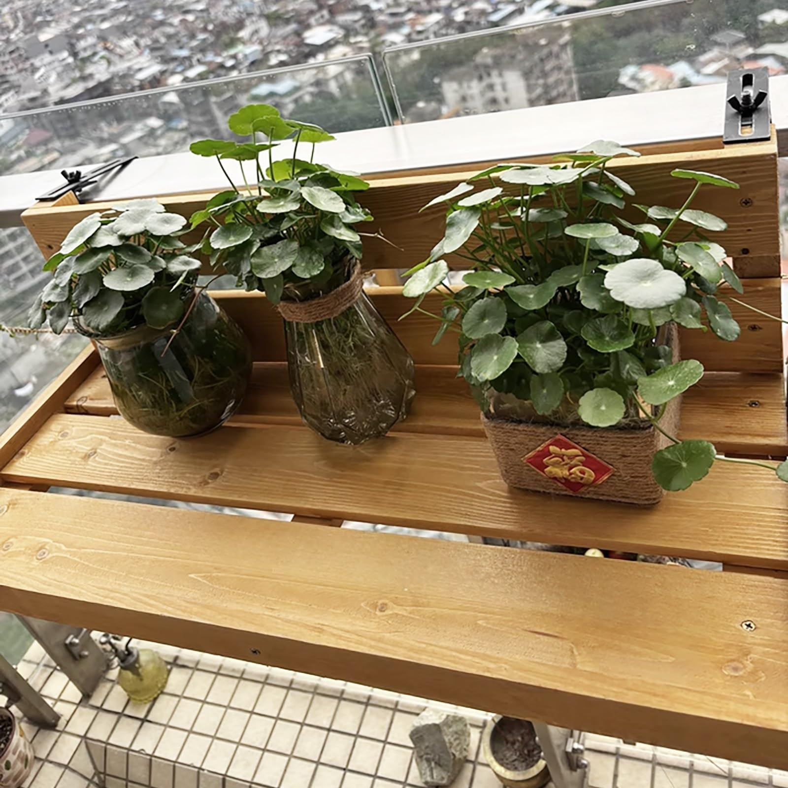 Tavolo da balcone pieghevole regolabile 120 cm tavolo da patio compatto pieghevole tavolo da patio con ringhiera salvaspazio tavolino da giardino portatile per interni/esterni