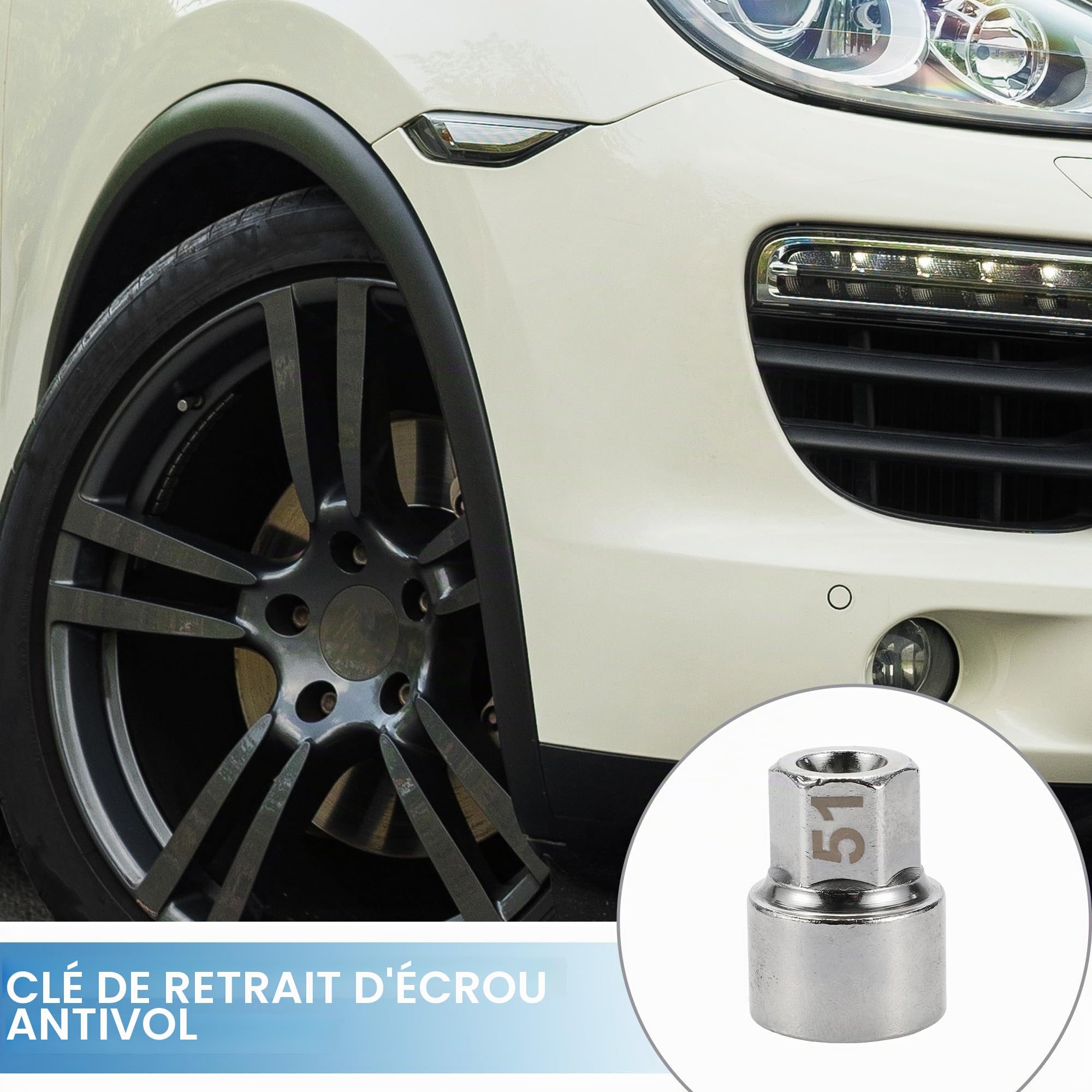 A ABSOPRO Écrou De Verrouillage De Roue #51 Pour Porsche 911 1pc | 3/4" Diamètre, 15 Encoches Carrées, Matériau Acier Allié, Pour Boxster, Pour Cayenne, Pour Macan, Pour Panamera, Pour Taycan