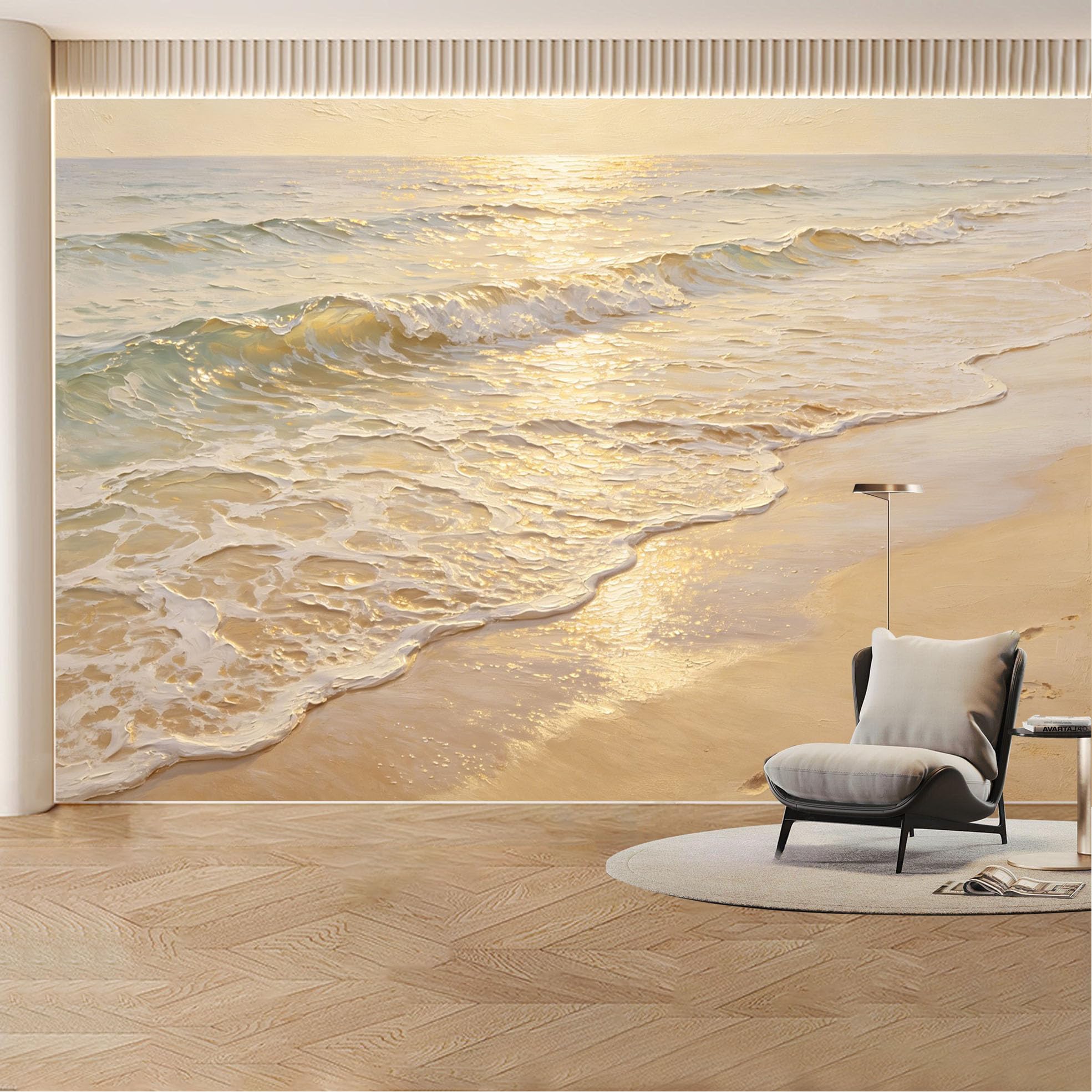 Custom Wall Mural Wallpaper Ocean Beach Landscape Nature Large Wall Art Sunset Minimalist Removable SelfAdhesive Large Photo for Living Room， Bedroom， Office